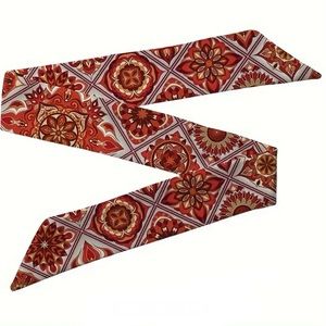 Two Vintage Mandala Pattern Thin Scarves / Hair Bands / Scarves - #1097